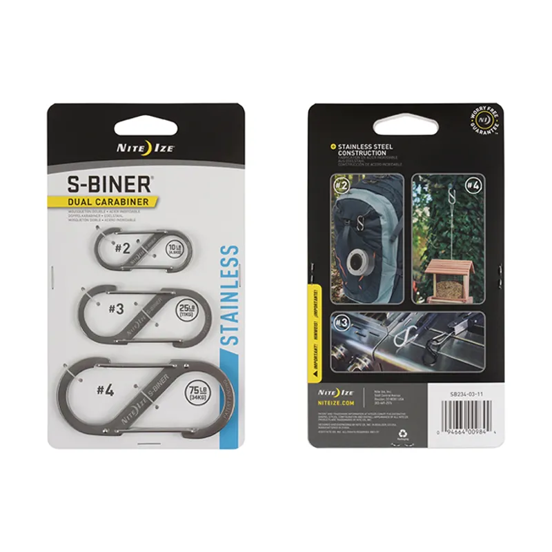 S-Biner Dual Carabiner 3 Pack Stainless Steel