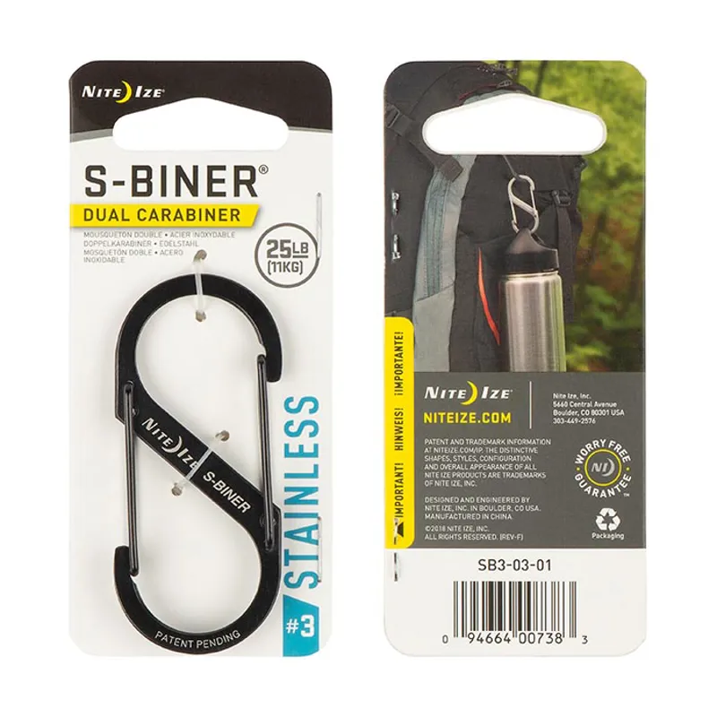NIte Ize S biner 3 Black Stainless