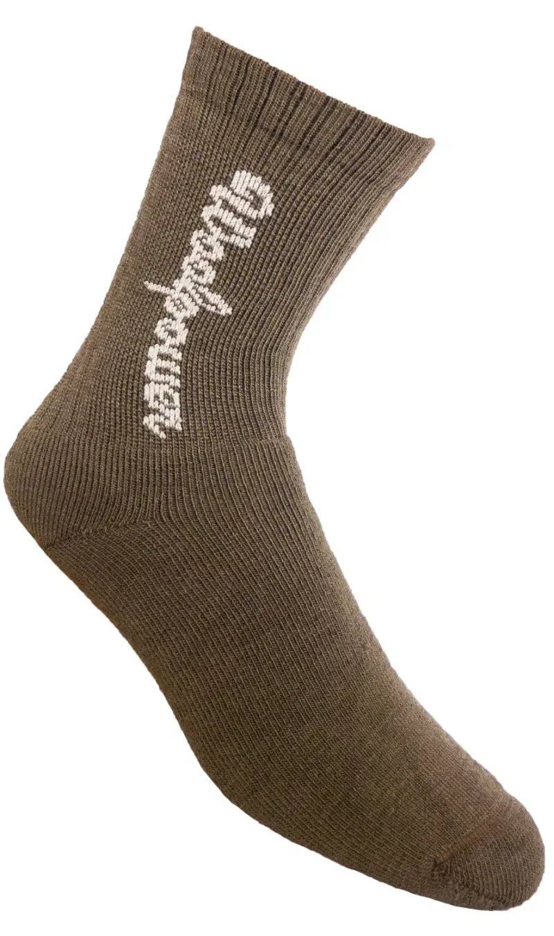 Woolpower 400 Sock Logo Pine Green Olive Pair