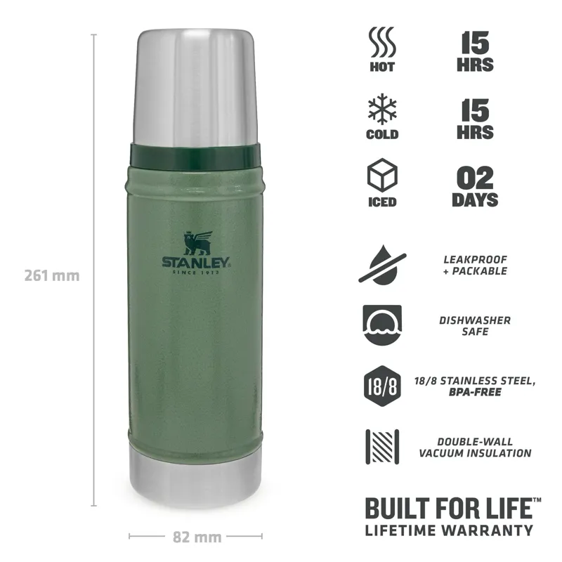 Stanley Classic Vacuum Flask - 470ml - Hammertone Green-2