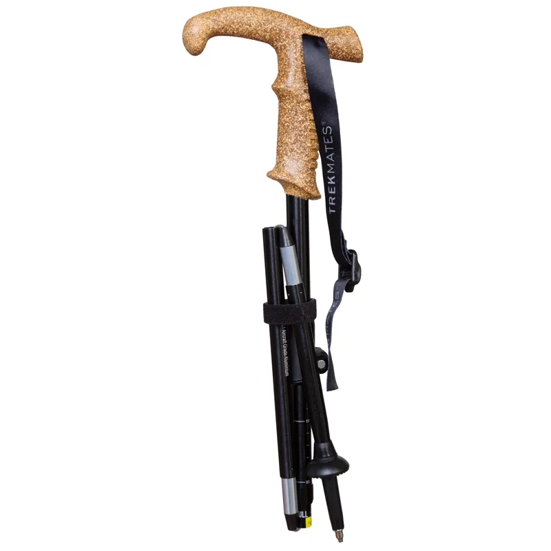 Trekmates Wanderer Fold Lock Walking Stick Pole - Single Black