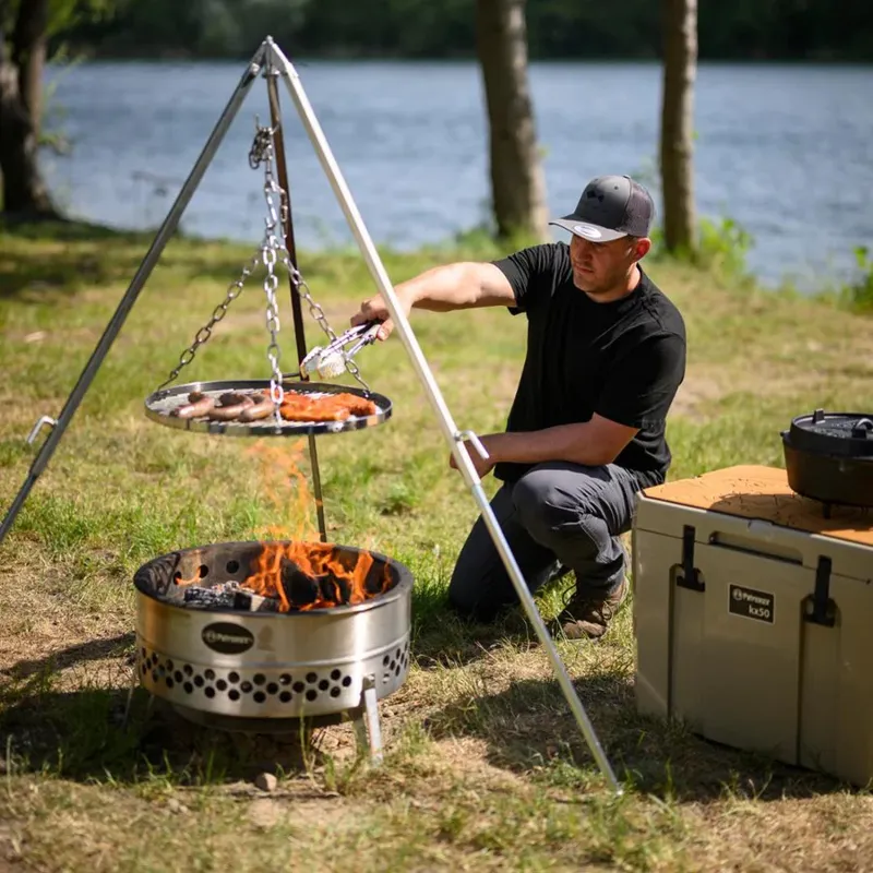 Petromax Feuerhand Tyropit Cooking Bundle with Tripod Hanging Grate and Cover