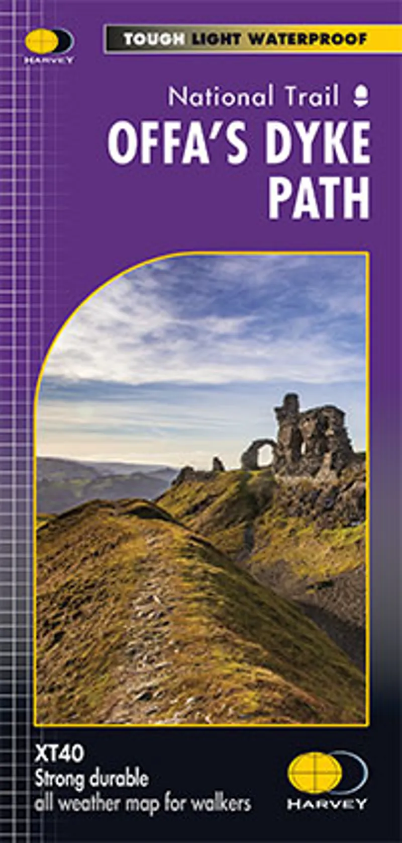Offa's Dyke Path Waterproof Map - Chepstow to Prestatyn XT40 - Harvey Maps