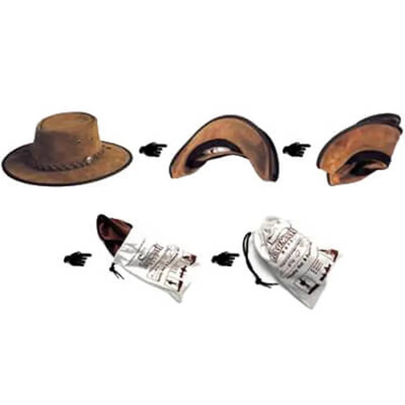 Barmah Australian Kangaroo Leather Squashy Hat - Dark Brown-3