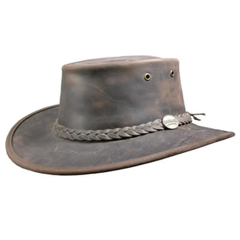 Barmah Australian Foldaway Leather Bush Hat - Bronco Brown 