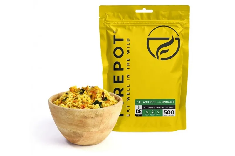 Firepot Foods Freeze Dried Dal and Rice with Spinach Dehydrated Meal Regular 500kcal GF LF Vegan DofE Approved
