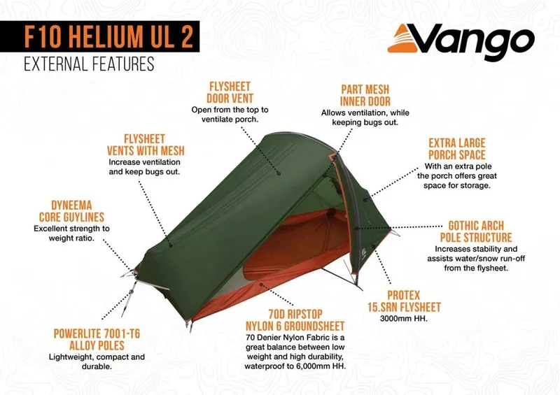 Vango F10 Helium UL 2 man tent 1.23kg - Vango Force Ten Tent-7