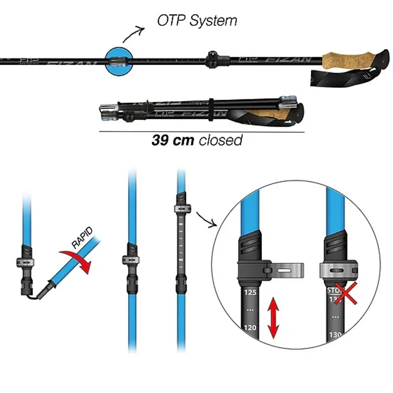 Fizan RFP Trek Folding Trekking Poles Cork Handles - Pair-3