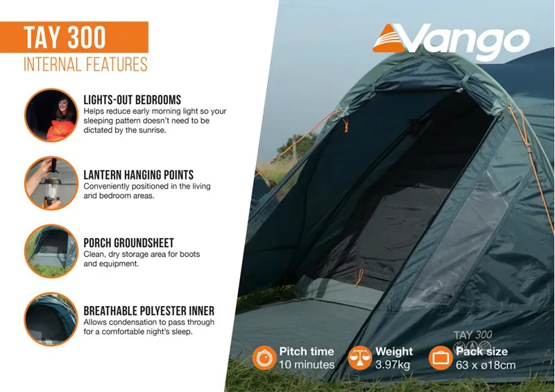 Vango Tay 300 3 Berth Tent Deep Blue-1