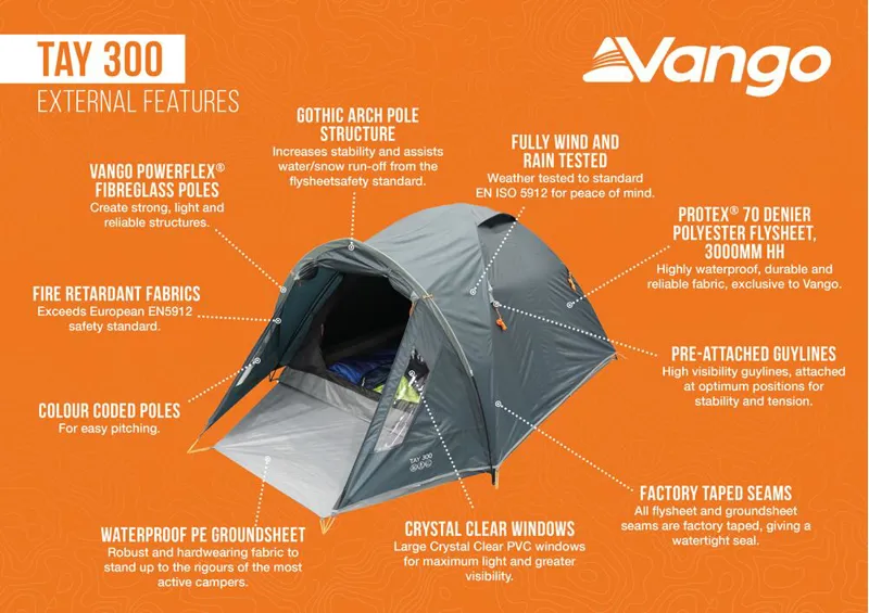 Vango Tay 300 3 Berth Tent Deep Blue-4