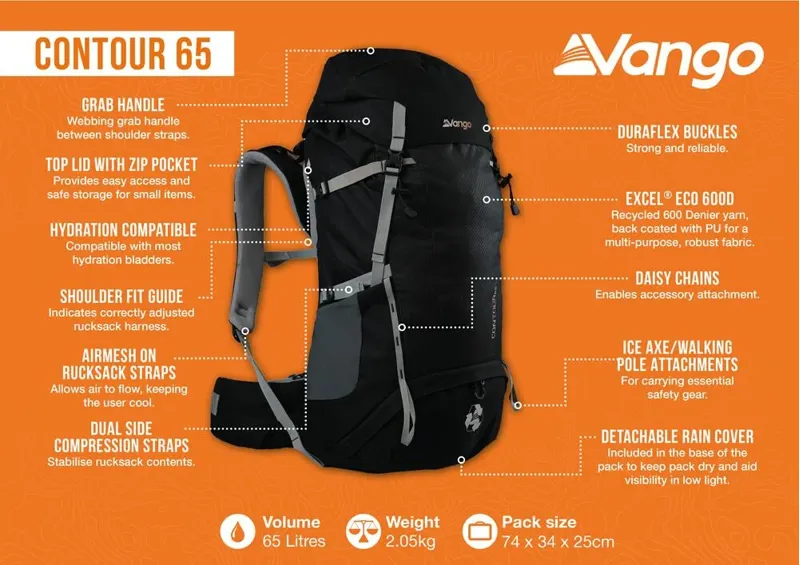 Vango Contour 65 Litre DofE Trekking Back Pack-1