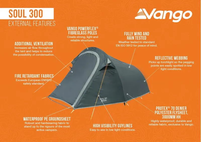 Vango Soul 300 3-Person Tent - Deep Blue-8