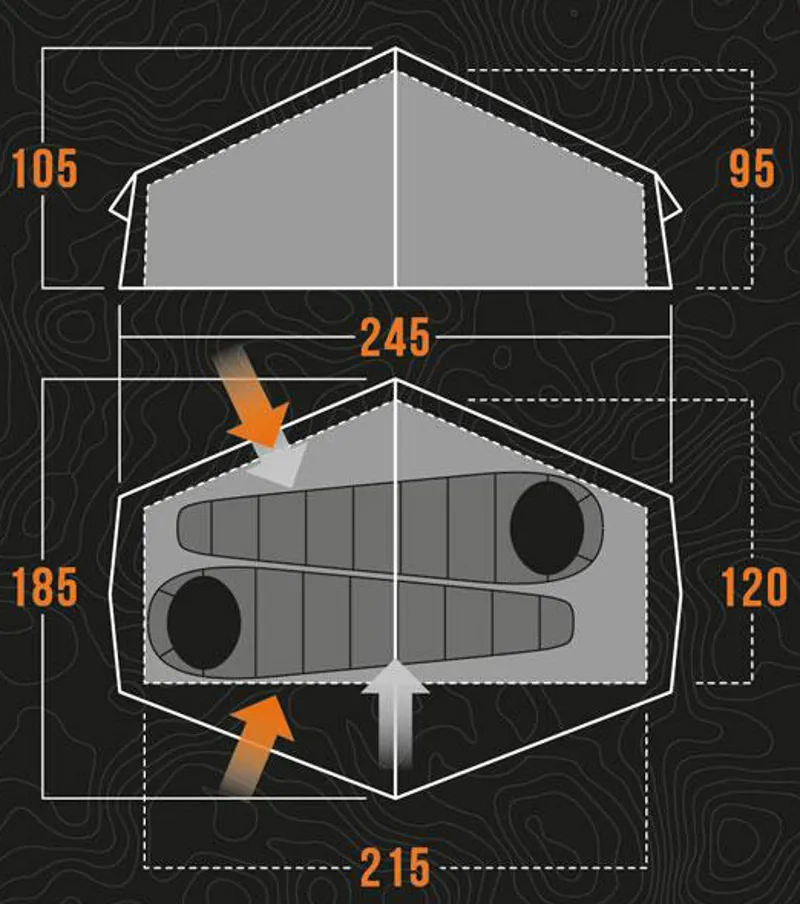 Vango Apex Compact 2 Person Backpacking Tent - 200 1.99kg - Forest Green-5