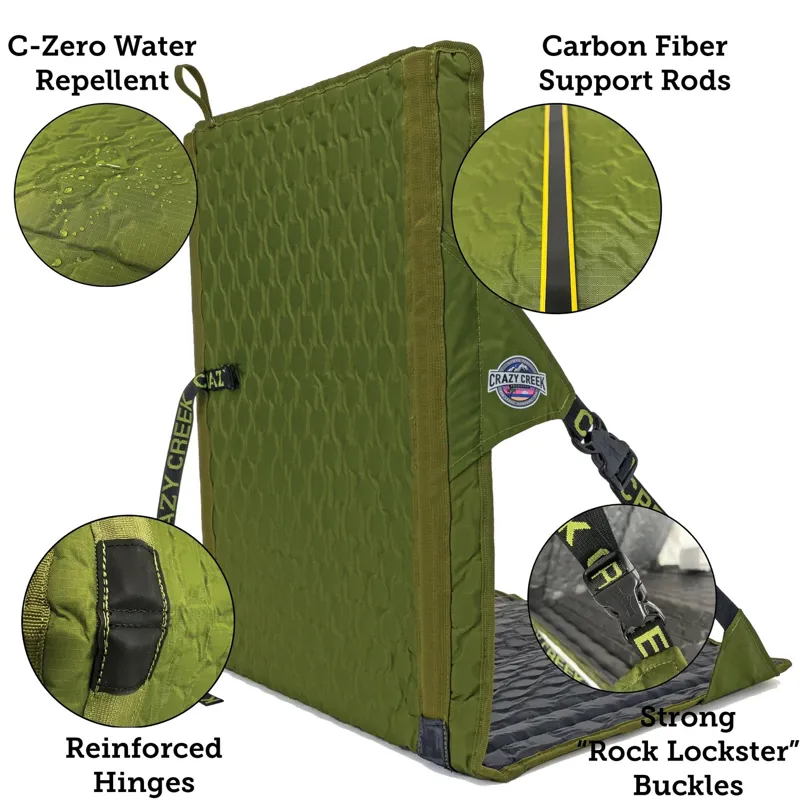 Crazy Creek Hex 2.0 Longback Chair - Olive/Slate Grey-1