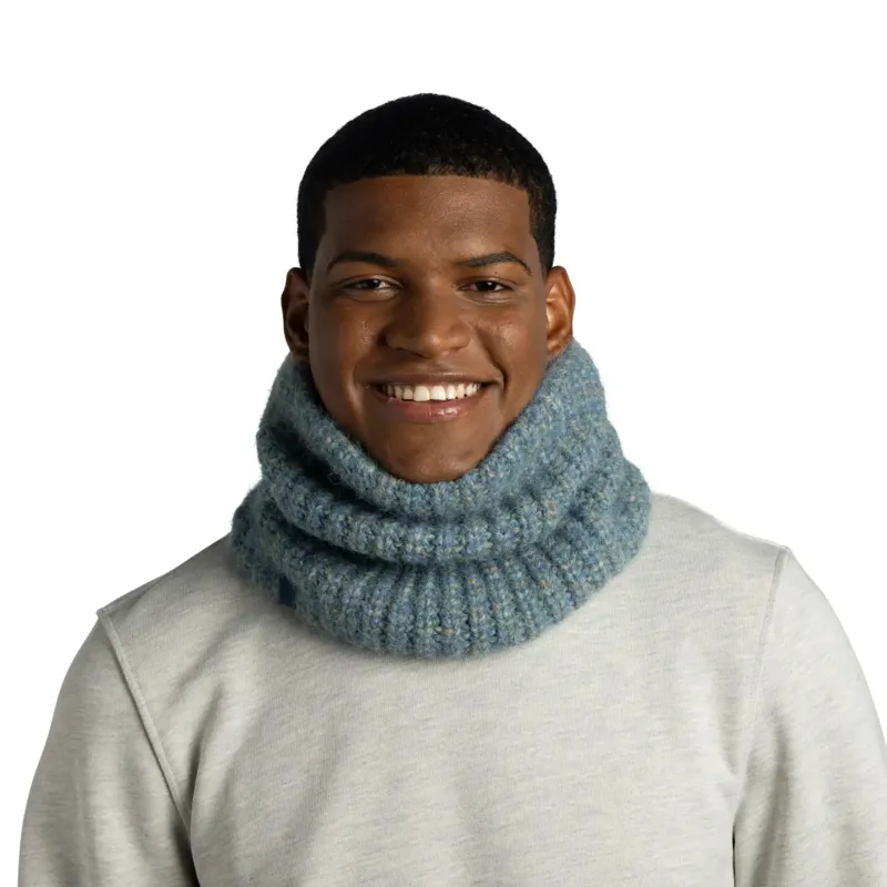 Buff Knitted and Fleece Neck Warmer Dalia Teal-1