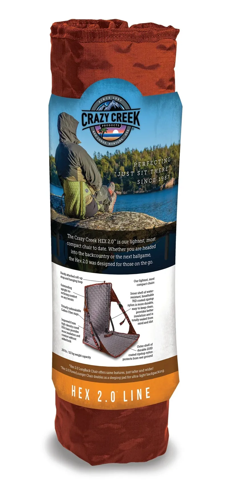 Crazy Creek Hex 2.0 Original Camping Chair - Copper/Slate Grey-3