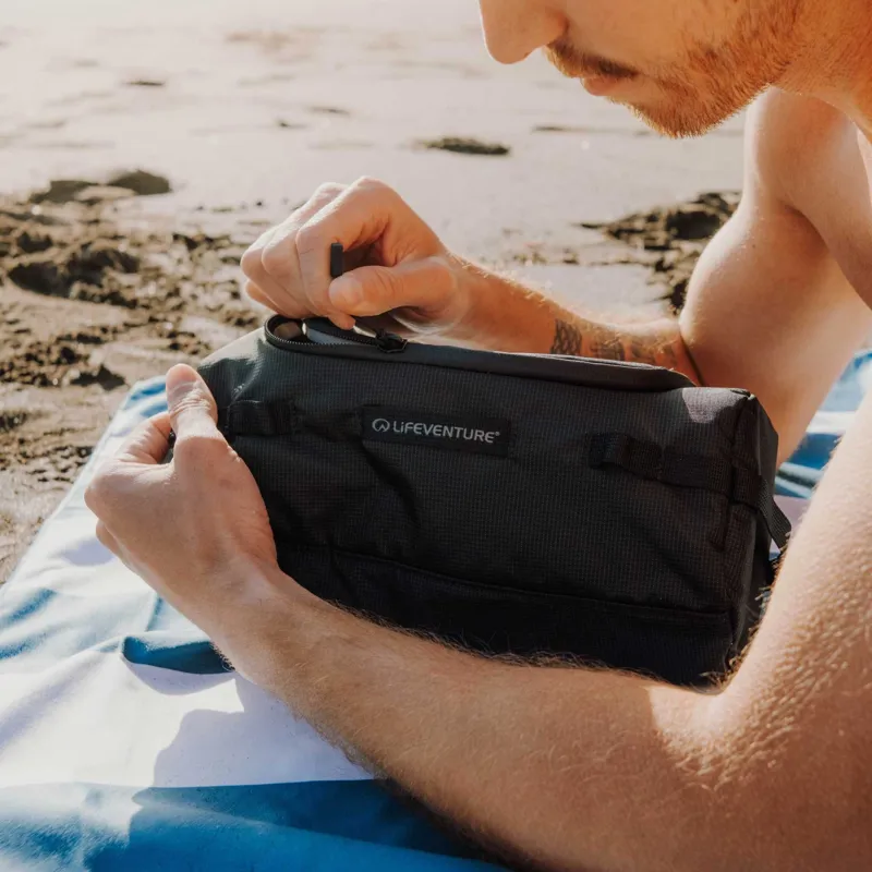Lifeventure Travel and Camping Barrel Wash Bag - Black-2