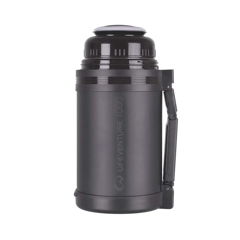 Lifeventure 1 Litre TiV Widemouth Vacuum Flask with two cups - Dark Grey-2