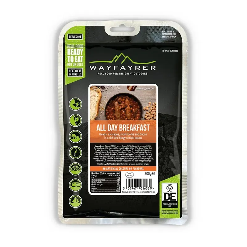 Wayfayrer All Day Breakfast LF GF DofE Approved Boil in the Bag Camping Meal 300g 415kcal