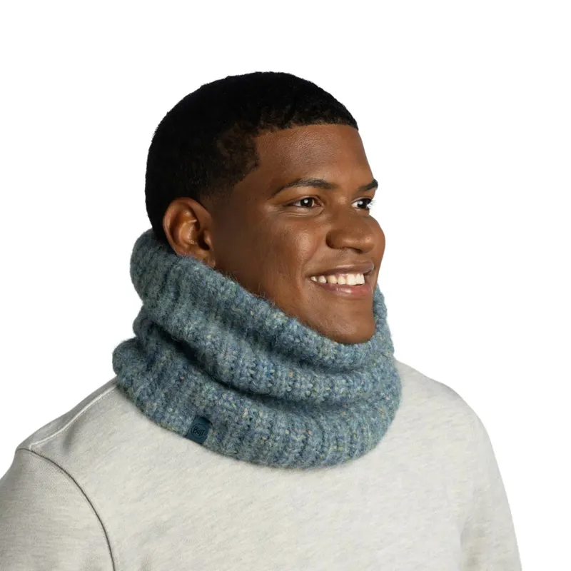 Buff Knitted and Fleece Neck Warmer Dalia Teal-3