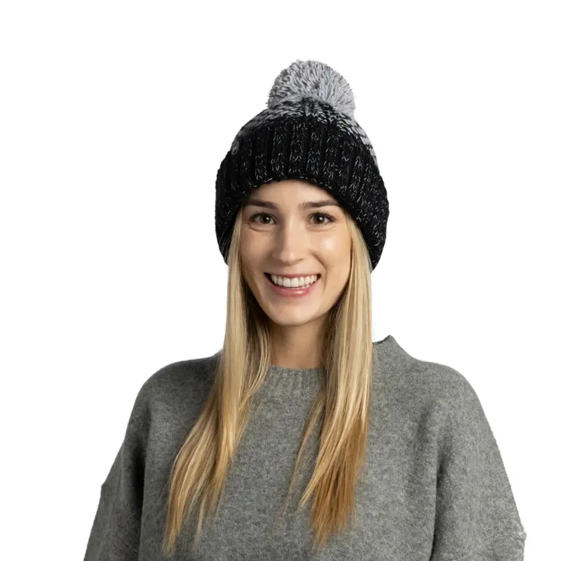 Buff Knitted and Fleece Band Beanie Akna Graphite-1