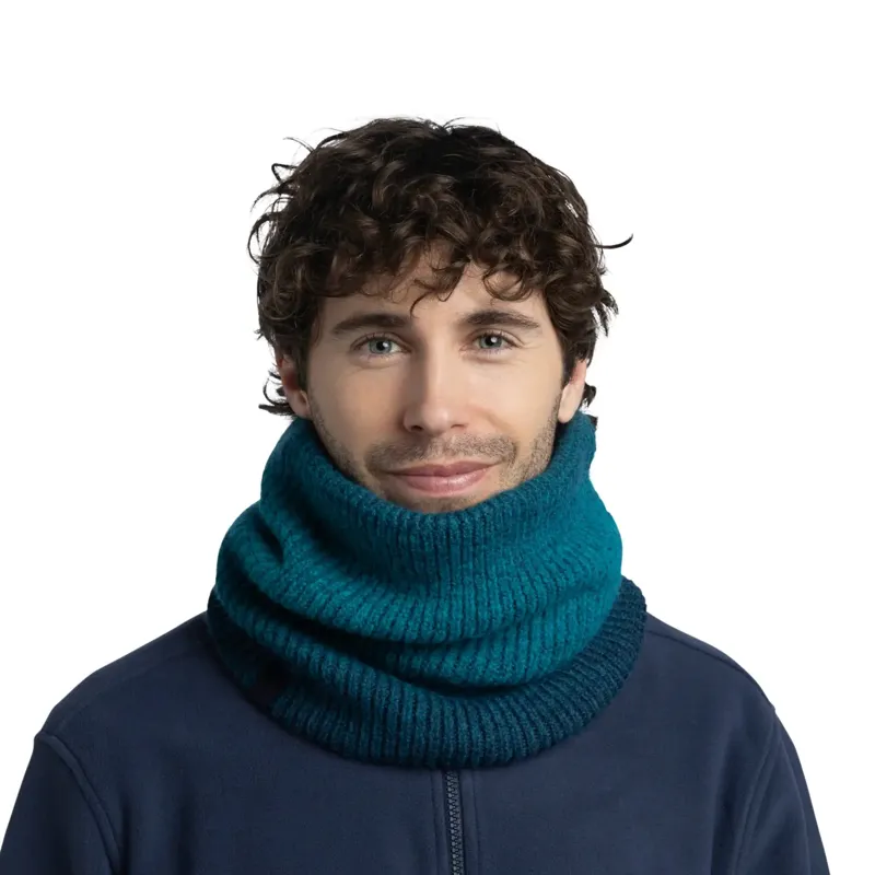 Buff Knitted and Fleece Neck Warmer Marin Blue Ink-3
