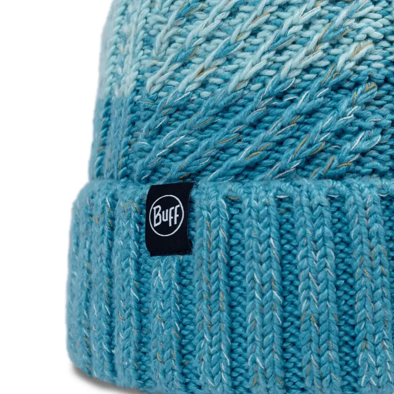 Buff Knitted and Fleece Band Beanie Akna Tourmaline-2