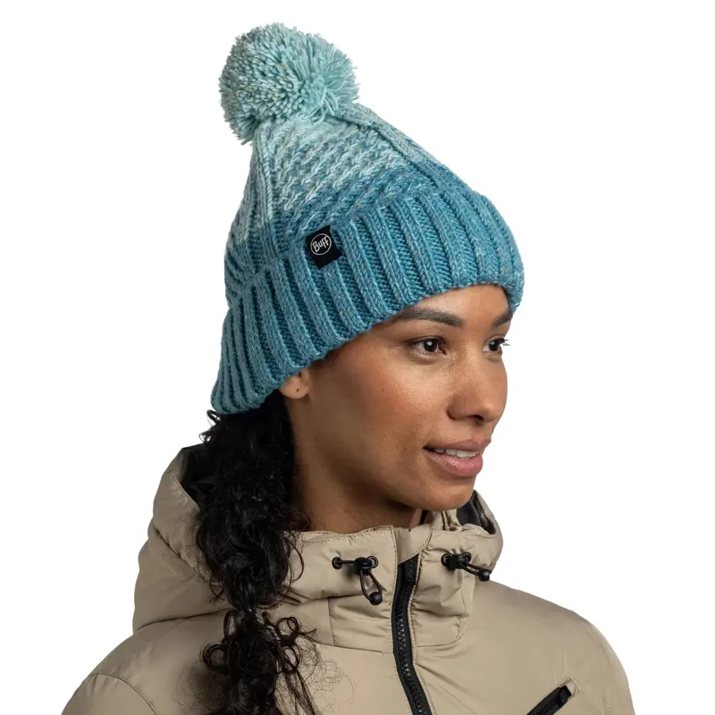 Buff Knitted and Fleece Band Beanie Akna Tourmaline-3