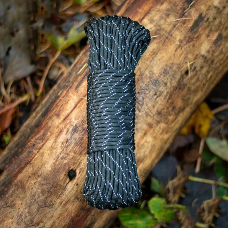 Lifeventure Nylon Paracord 550lb 7-core Black 33m with Reflective Thread