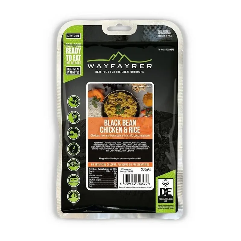 Wayfayrer Black Bean Chicken and Rice LF GF DofE Approved Boil in the Bag Camping Meal 300g 423 kcal