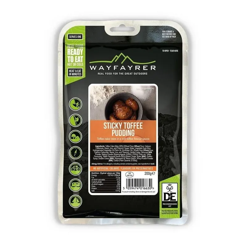 Wayfayrer Sticky Toffee Pudding Vegetarian DofE Approved Boil in the Bag Camping Meal 200g 596 kcal