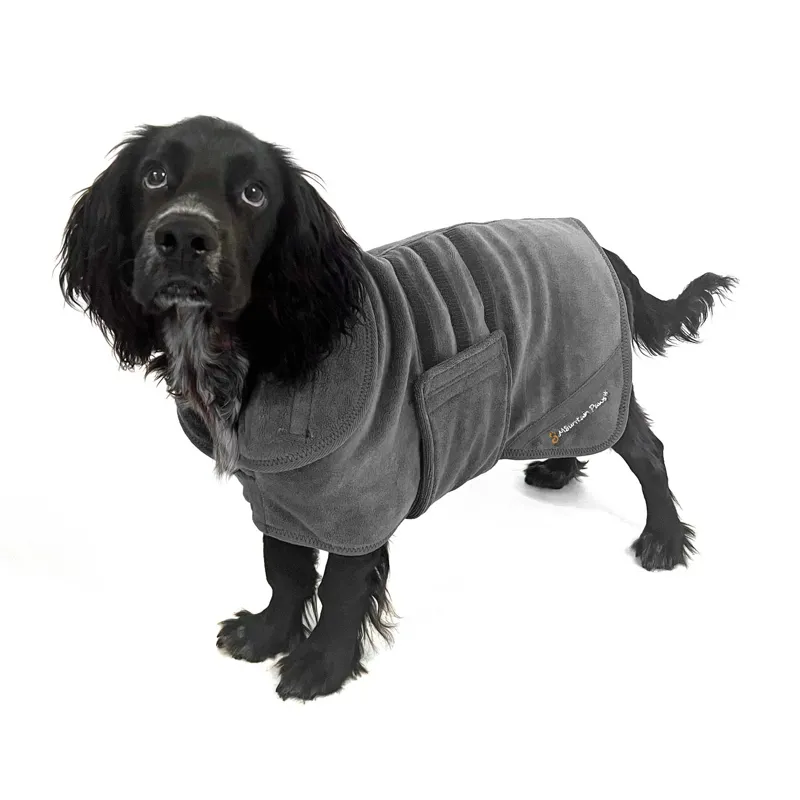 Mountain Paws Microfibre Dog Robe - Grey Medium-1