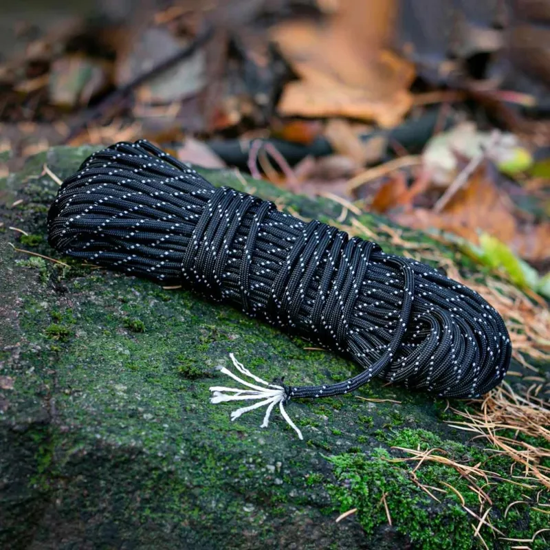 Lifeventure Nylon Paracord 550lb 7-core Black 33m with Reflective Thread-2