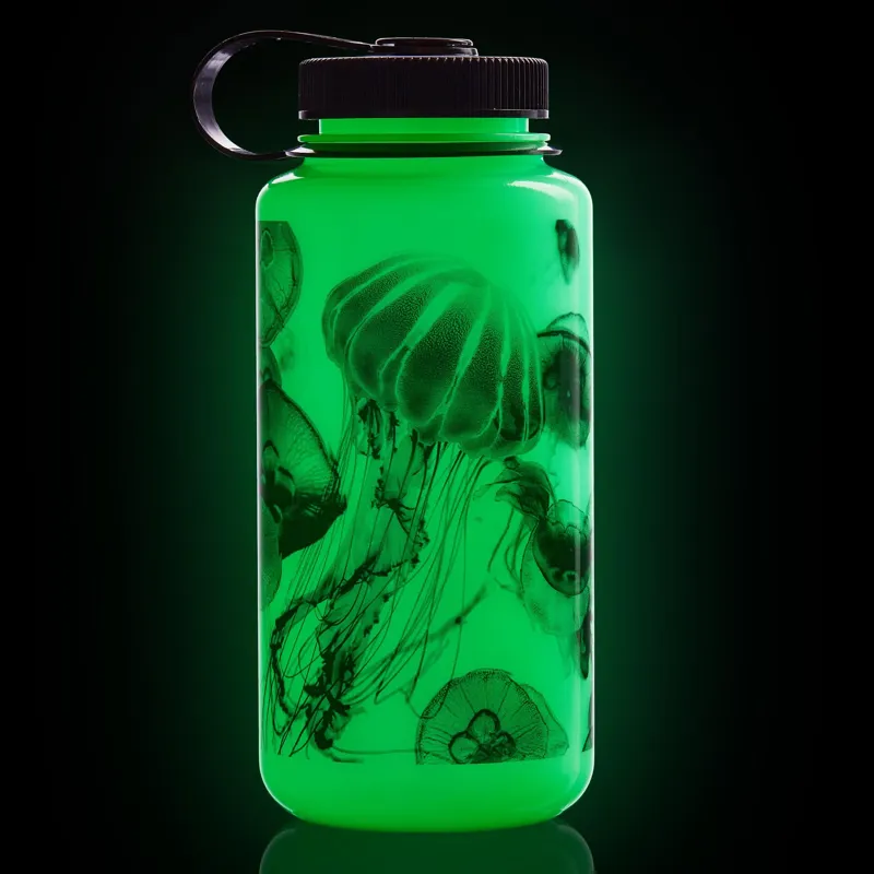 Nalgene Special Edition 1 Litre Sustain Wide Mouth Water Bottle - GLO WYLD - Black Jelly Fish