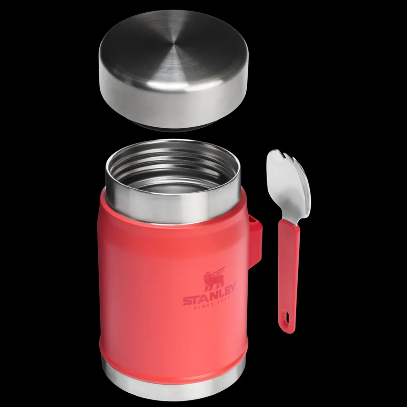 Stanley Legendary Vacuum Insulated Food Jar 0.4L with Spork - Hot Coral Red  7 Hrs Hot or Cold - Dishwasher Safe Camping and Travel Food Container - 135mm-2