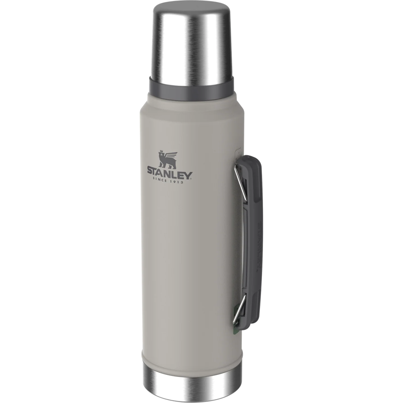 Stanley Legendary Classic Stainless Steel Bottle Flask 1.0L Ash White - 24 hours hot or cold