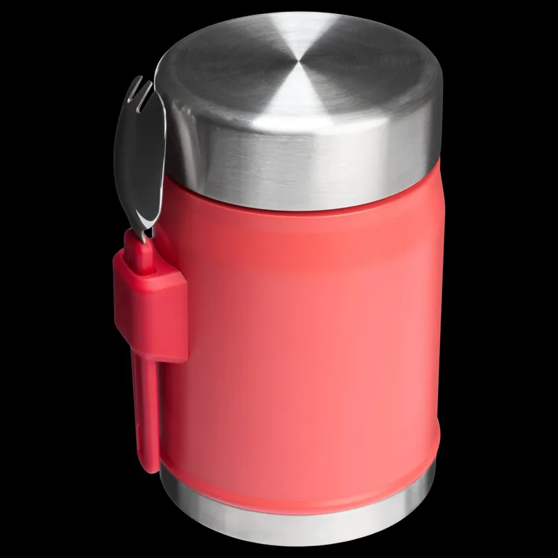 Stanley Legendary Vacuum Insulated Food Jar 0.4L with Spork - Hot Coral Red  7 Hrs Hot or Cold - Dishwasher Safe Camping and Travel Food Container - 135mm-1