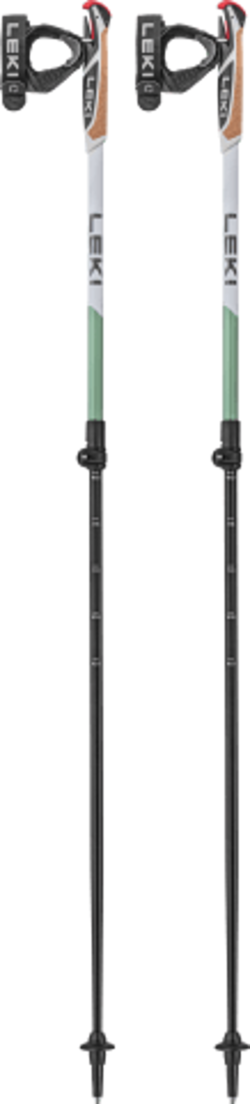 Leki Unisex Spin Shark SL - Aluminium Nordic Walking Poles - Pair - White and Green 208g - 100-130cm