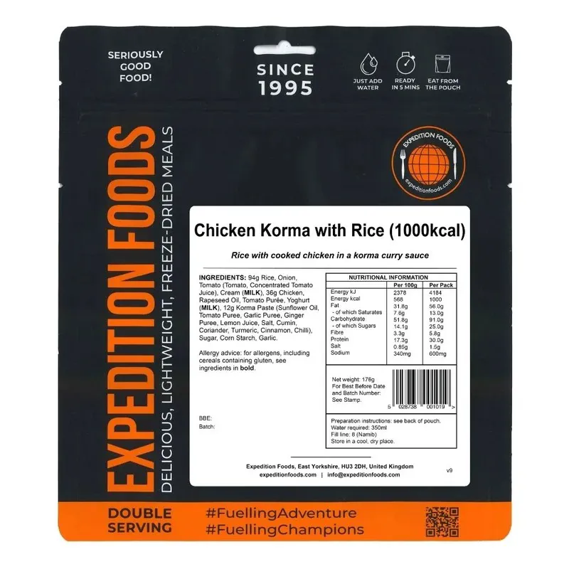 Expedition Foods Freeze Dried Chicken Korma with Rice 1000 kcal GF-2