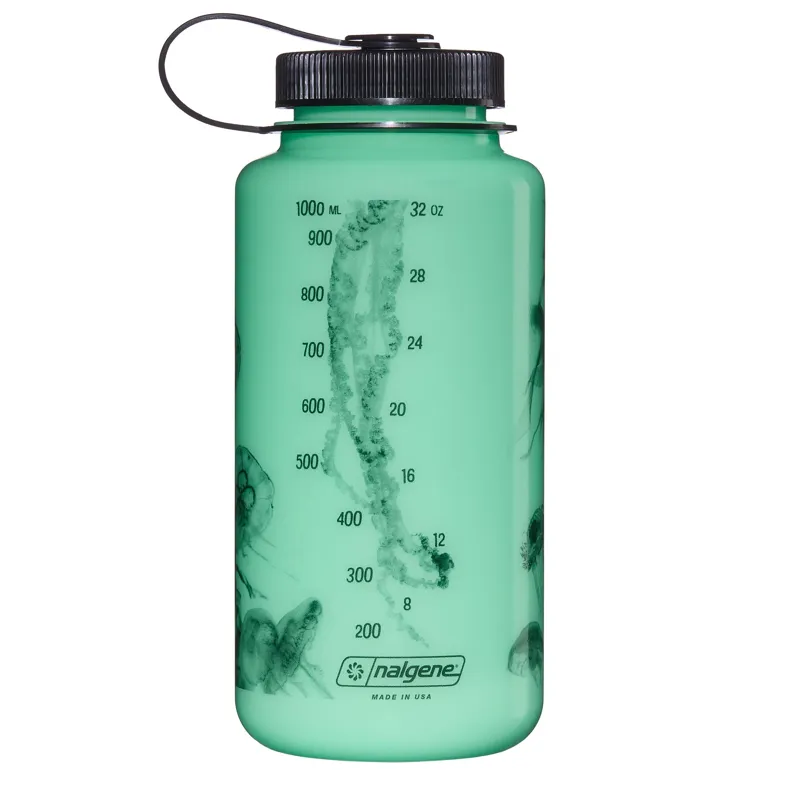 Nalgene Special Edition 1 Litre Sustain Wide Mouth Water Bottle - GLO WYLD - Black Jelly Fish-2