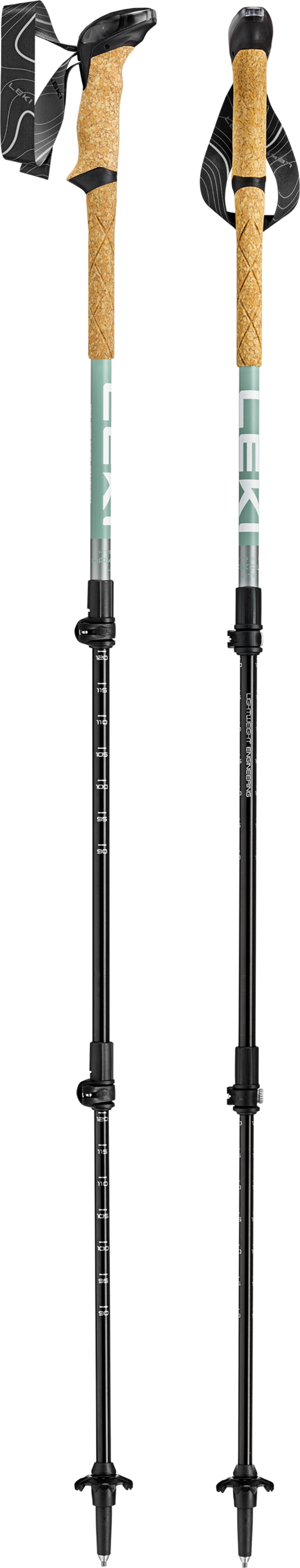 LEKI Unisex Makalu Lite Compact Trekking Poles - Pair - Grey Green/Silver/White