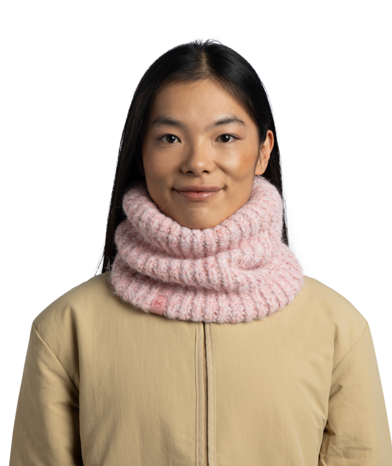 Buff Knitted and Fleece Neck Warmer Dalia Pink-1