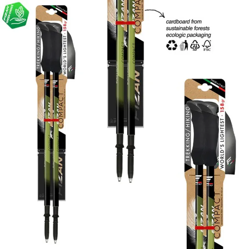 Fizan Compact Trekking Pole - Pair - Green-2