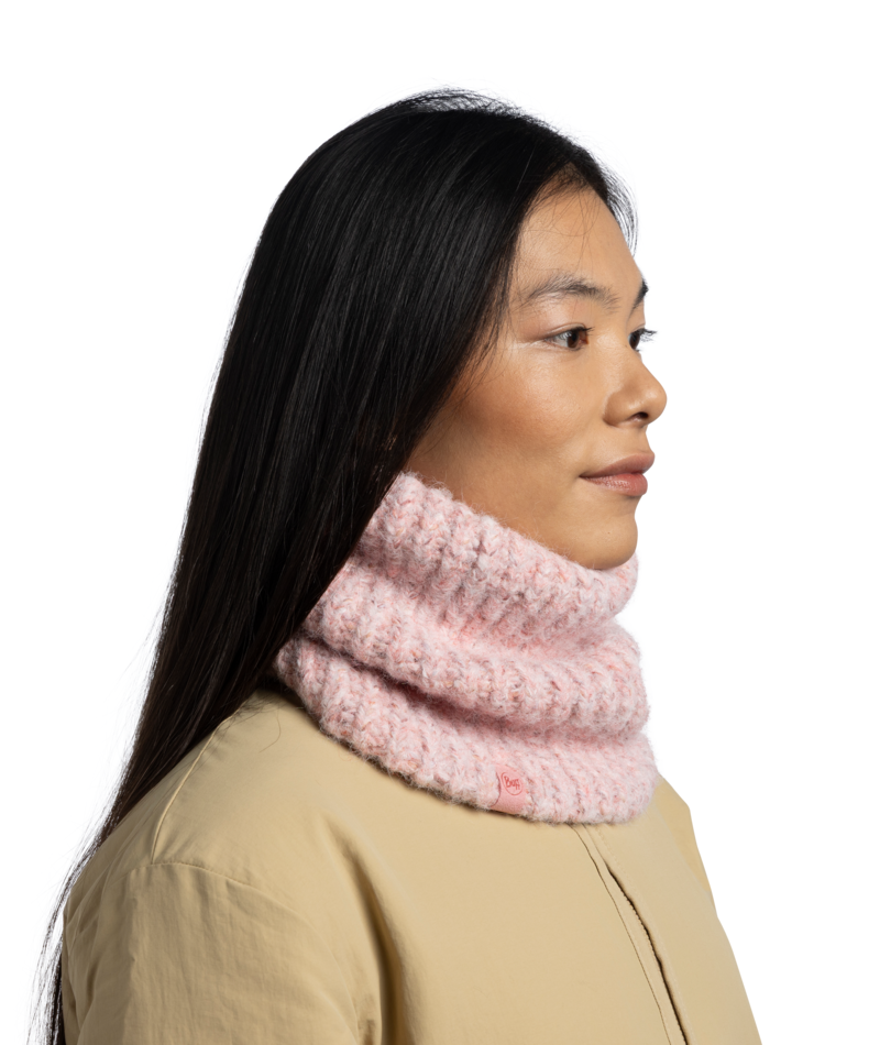 Buff Knitted and Fleece Neck Warmer Dalia Pink-3