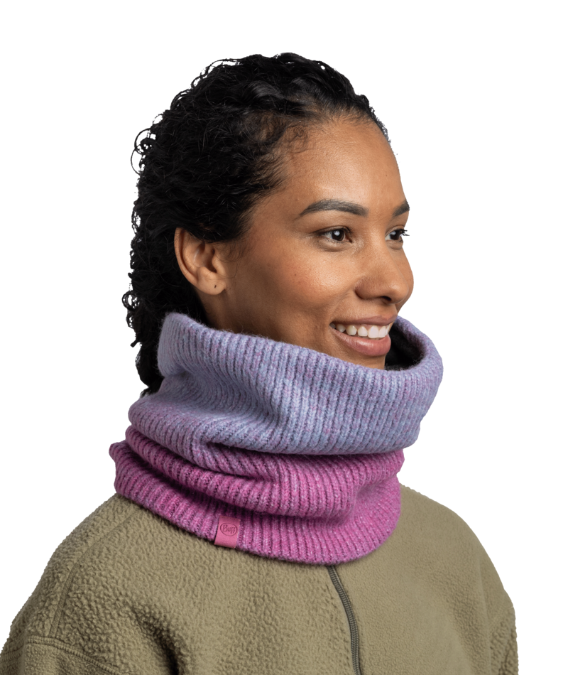 Buff Knitted and Fleece Neck Warmer Marin Orchid-3