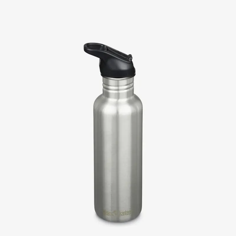 Klean Kanteen Classic Water Bottle with Flip Seal Sport Cap 800ml - Brushed Stainless