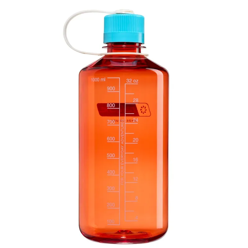 Nalgene Tritan Sustain 1 Litre Narrow Mouth - Flame - Blue Atoll Cap-1