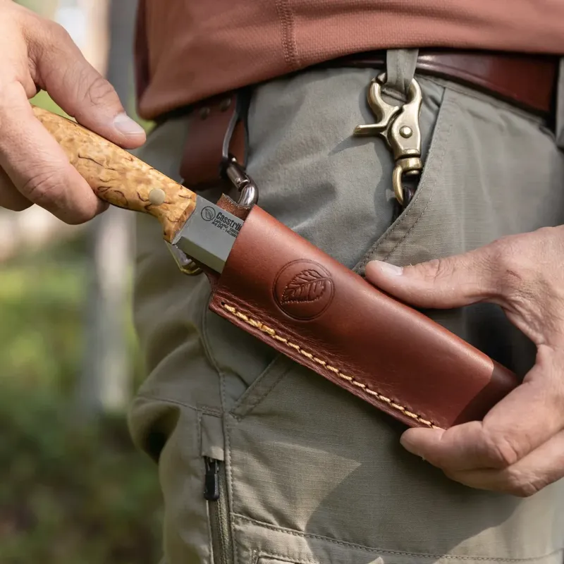 Casstrom No.08 - 14C28N Stainless Steel Swedish Forest Knife - Curly Birch Handle-1