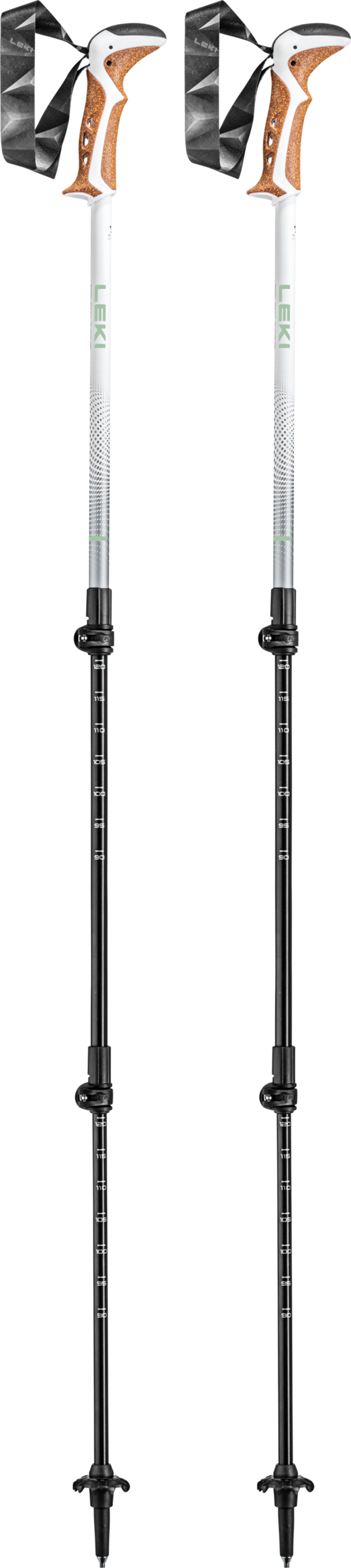 Leki Womens Jannu Telescopic Aluminium Walking Poles - Pair - White/Smoke Green/Silver 236g - 90-125cm