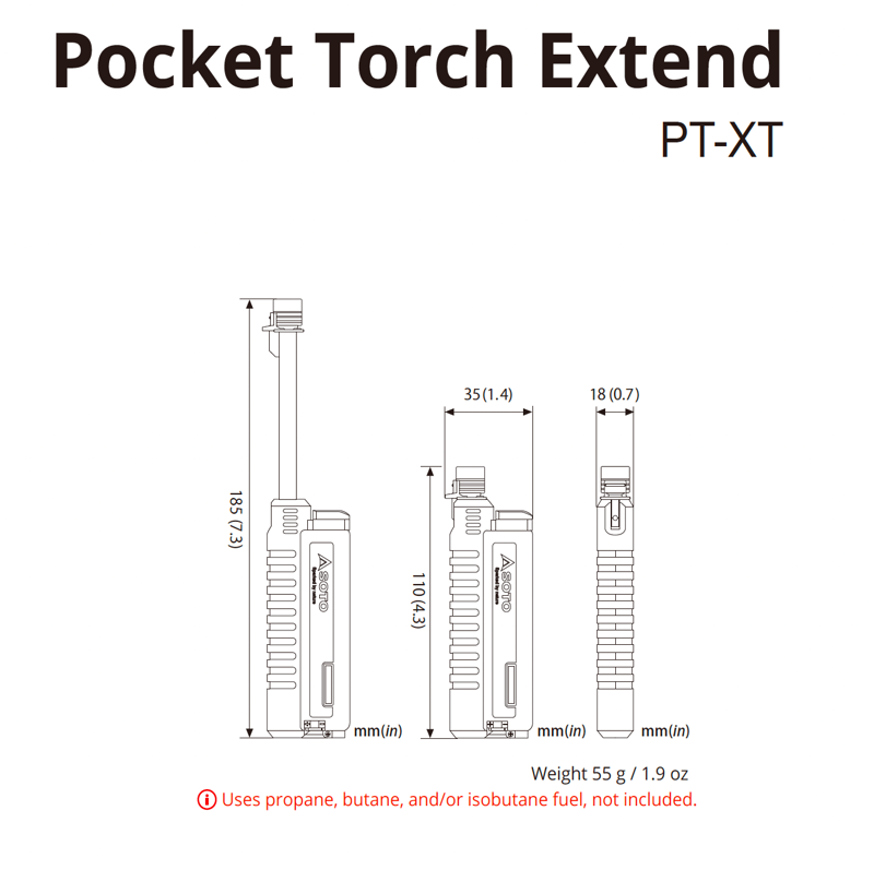 Soto Pocket Torch XT - Extendable Stormproof  Gas Lighter-4